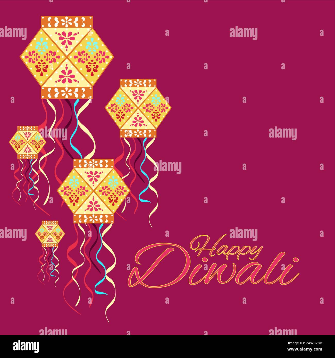 Schöne Grußkarte für Festival Diwali. Stock Vektor