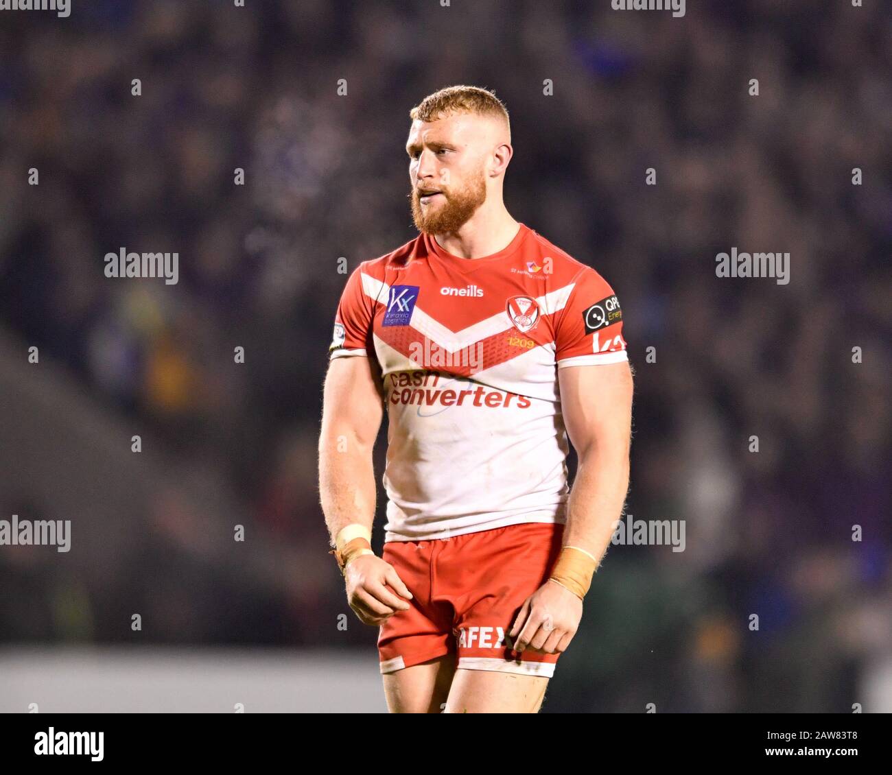 Februar 2020, Halliwell Jones Stadium, Warrington, England; Betfred Super League, Warrington Wolves V Saint Helens: Luke Thompson (10) von St Helens in Aktion Stockfoto