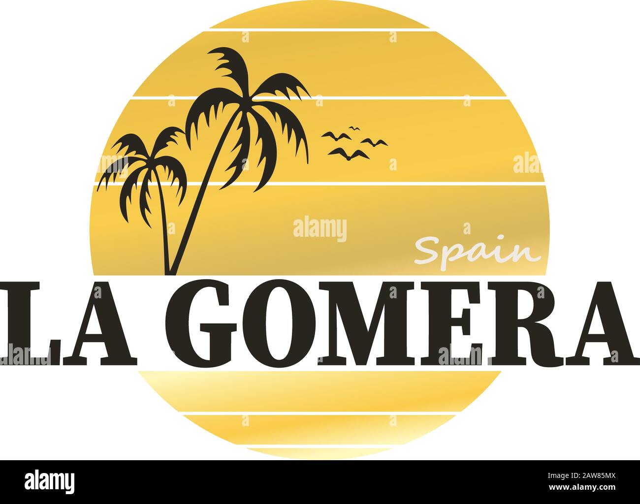 La Gomera Vintage Schild. Handgefertigtes Retro-Label, -Abzeichen oder -Element für Reiseandenken. Stock Vektor
