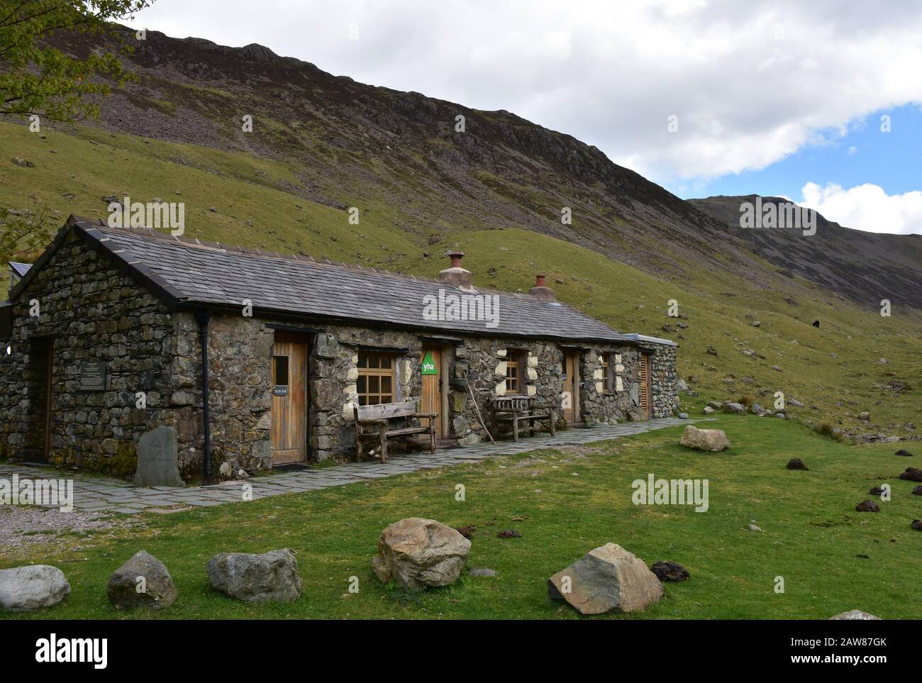 Abgelegene und robuste Black Sail Youth Hostel in England Stockfoto