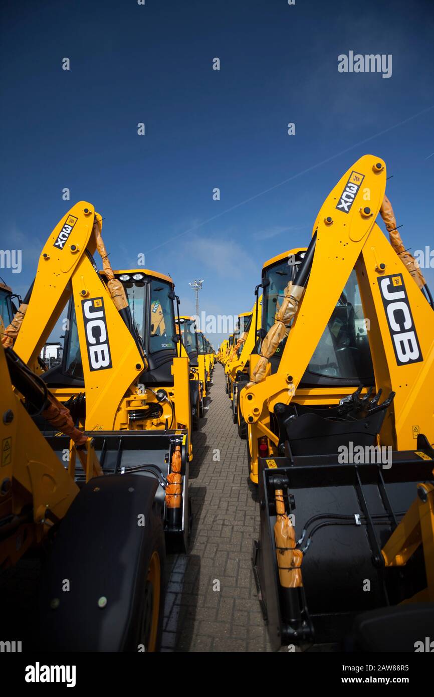 JCB-Digger für den Export Stockfoto