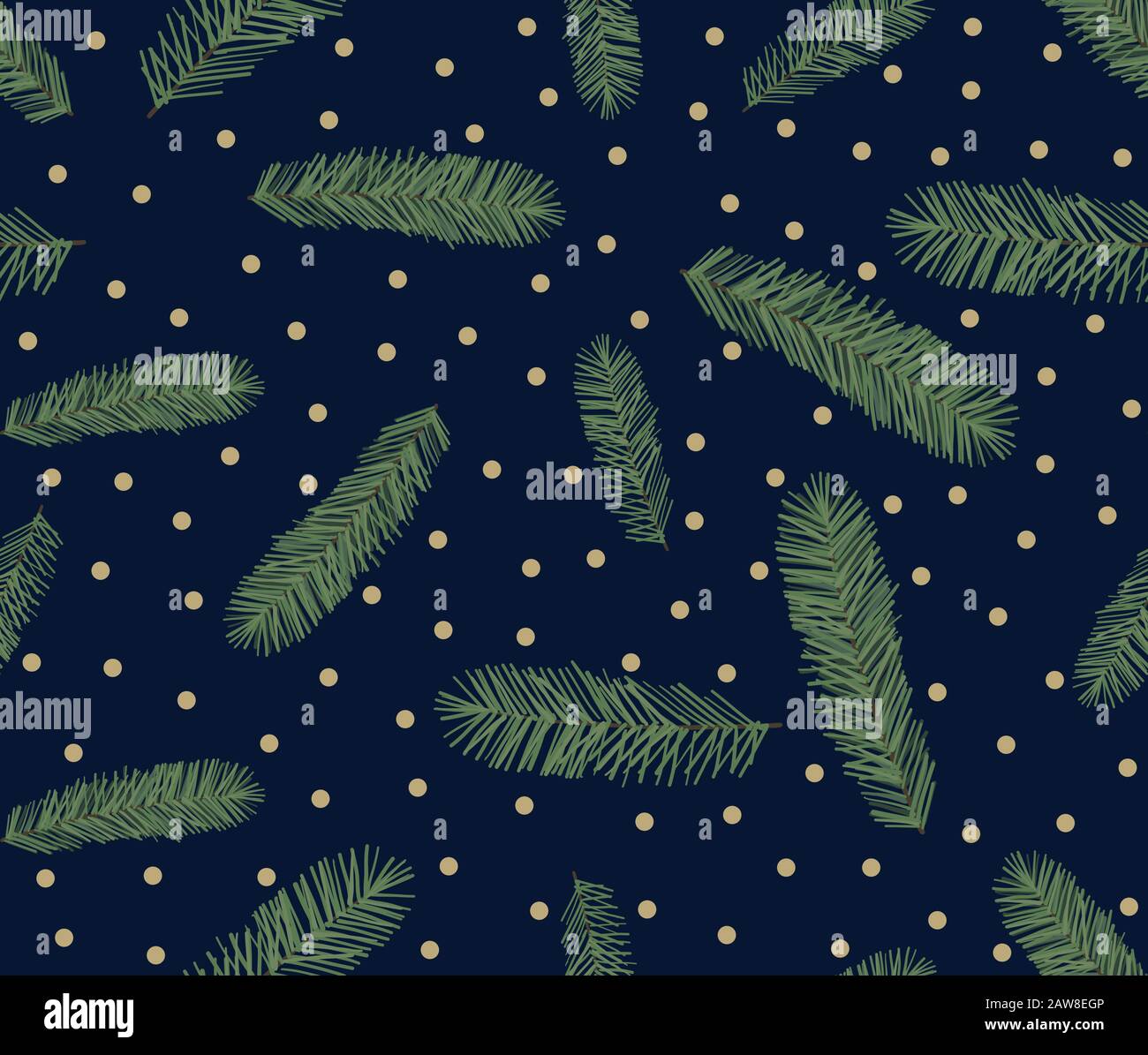 Nahtloses Muster aus Pine Christmas Fichte, handgezeichneter botanischer Druck. Stock Vektor