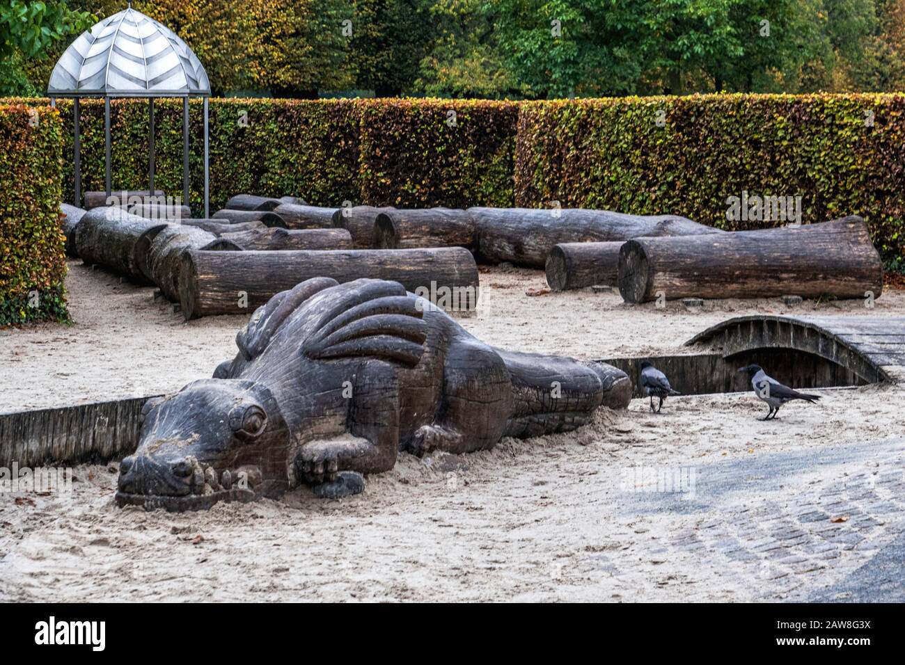 Spielplatz und Spielbereich für Kinder im Kings Garden im Schloss Rosenborg in Kopenhagen, Dänemark Stockfoto