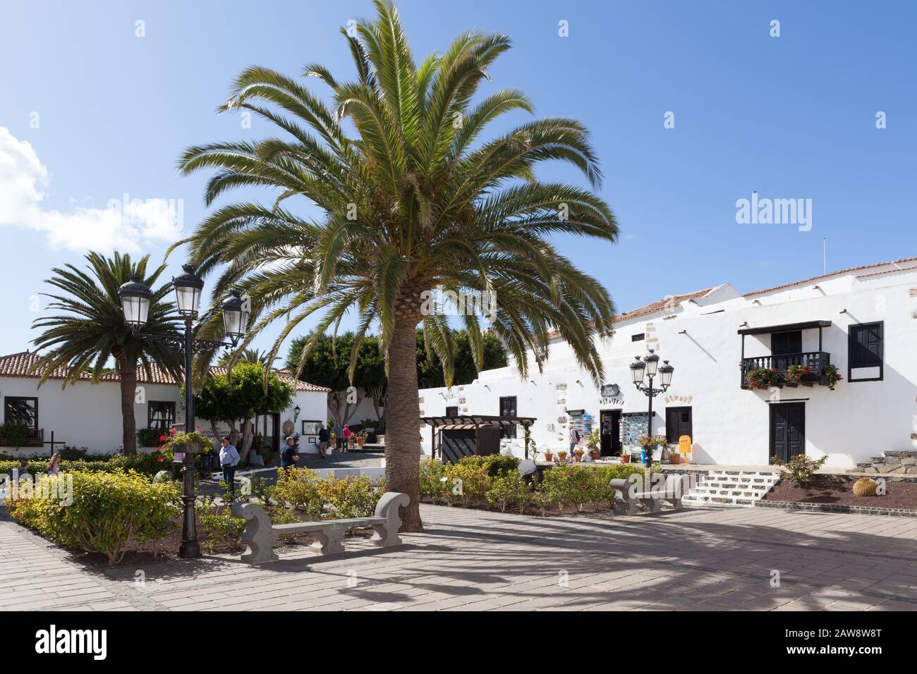 Plaza Sta. María de Betancuria, Fuerteventura, Kanarische Inseln Stockfoto