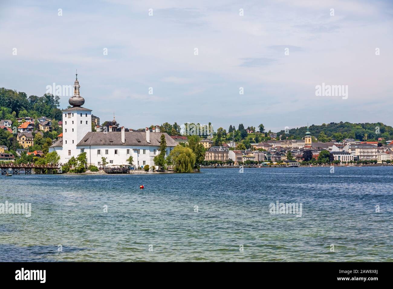 Schloss Ort, Schloss in Gmunden, Österreich, Europa - Blick vom Toskanapark Stockfoto