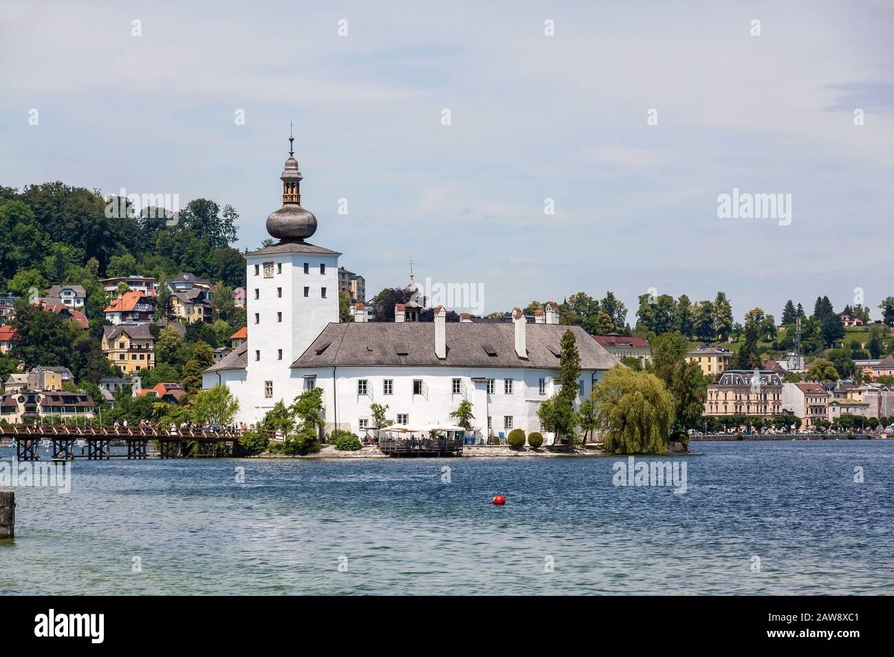 Schloss Ort, Schloss in Gmunden, Österreich, Europa - Blick vom Toskanapark Stockfoto