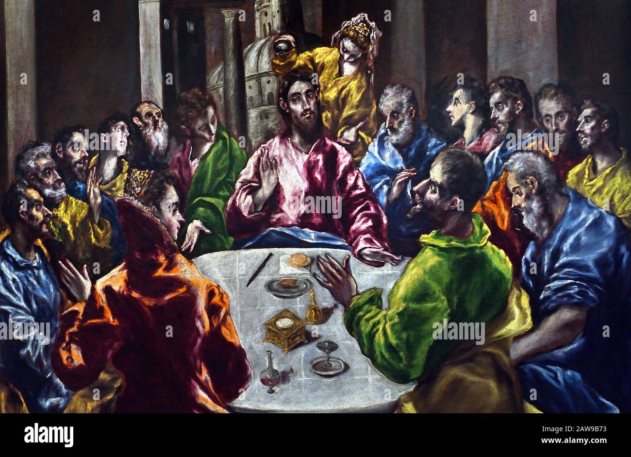 Das Essen in Simons 1600 El Greco (Domenikos Theotokópoulos) 1541- 1614, 17., Jahrhundert, Spanien, Spanisch, Griechisch, Griechenland. Stockfoto