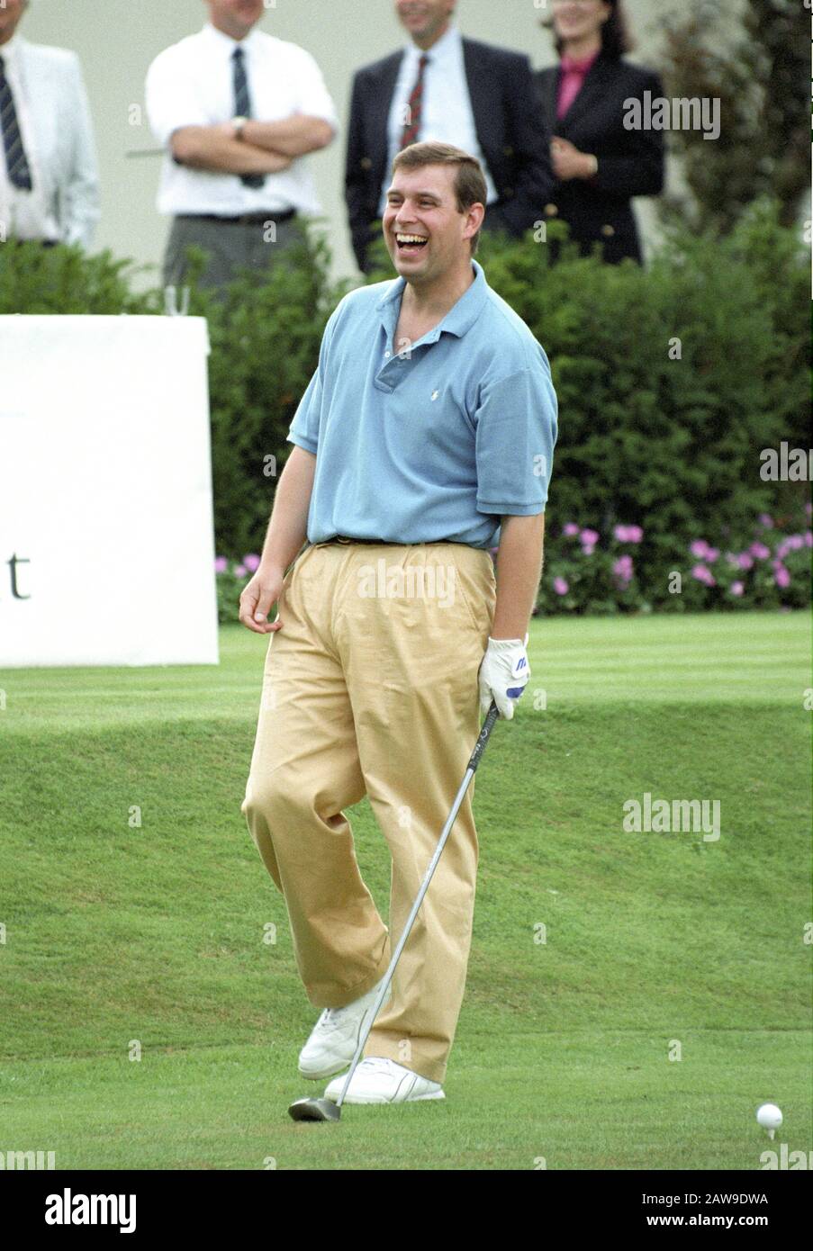 HRH Prinz Andrew, Herzog von York spielt Golf im Wentworth Golf Club, Wentworth, England August 1994 Stockfoto