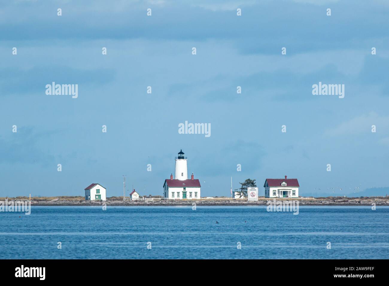 Neuer Dungeness Lighthouse auf der Olympia-Halbinsel Zwischen Port Townsend und Port Angeles im Staat Washington. Stockfoto