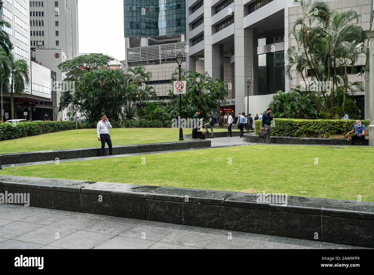 Singapur. Januar 2020. Ein Panoramablick auf den Raffles Place Stockfoto