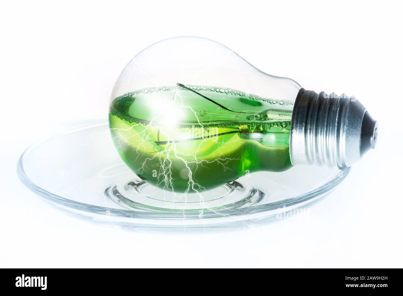 Grün-elektrische Lampe - konzeptionelle Nahaufnahme Stockfoto