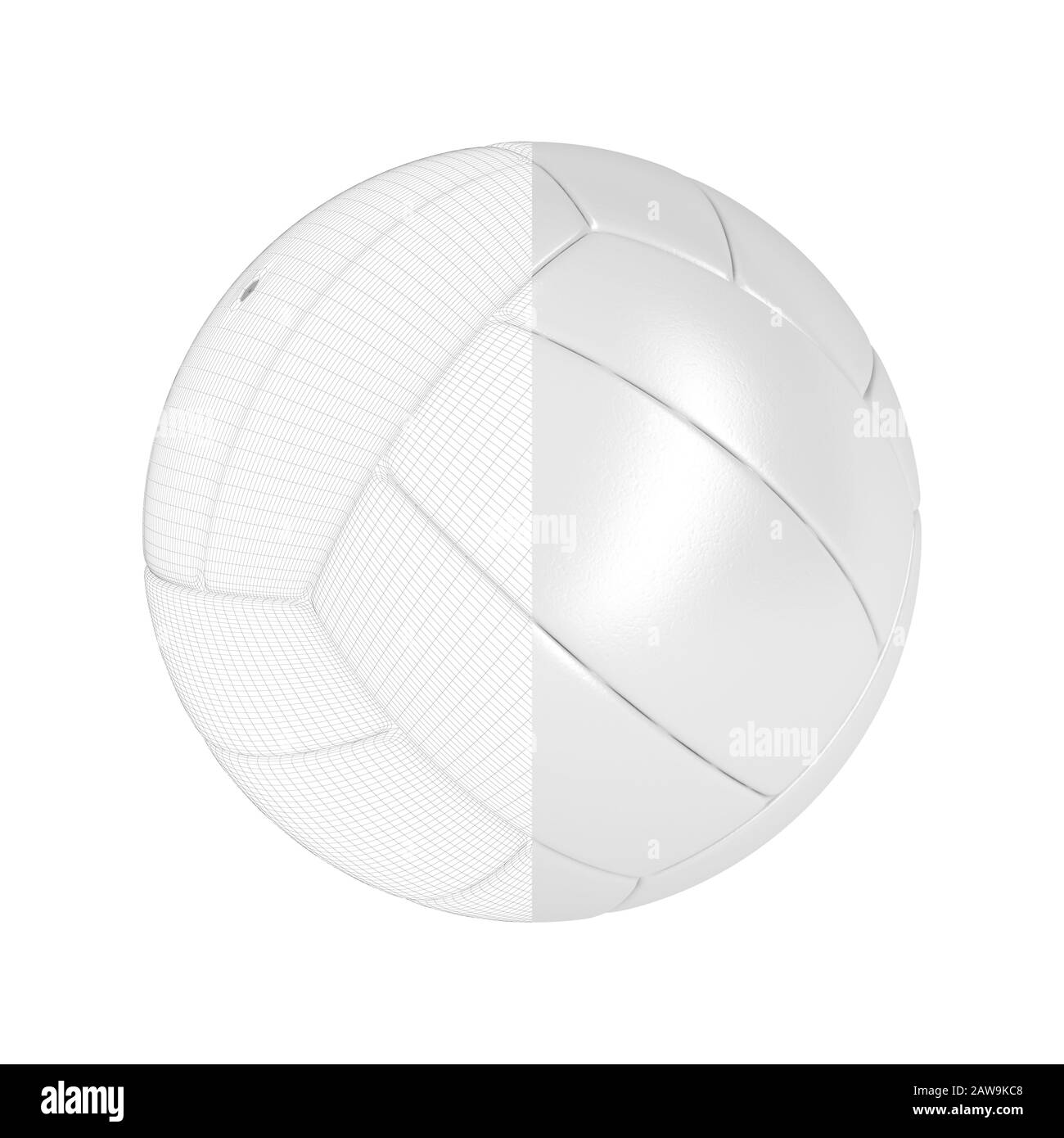 3D-Rendering des Volleyballs mit sichtbarem Drahtrahmen Stockfoto