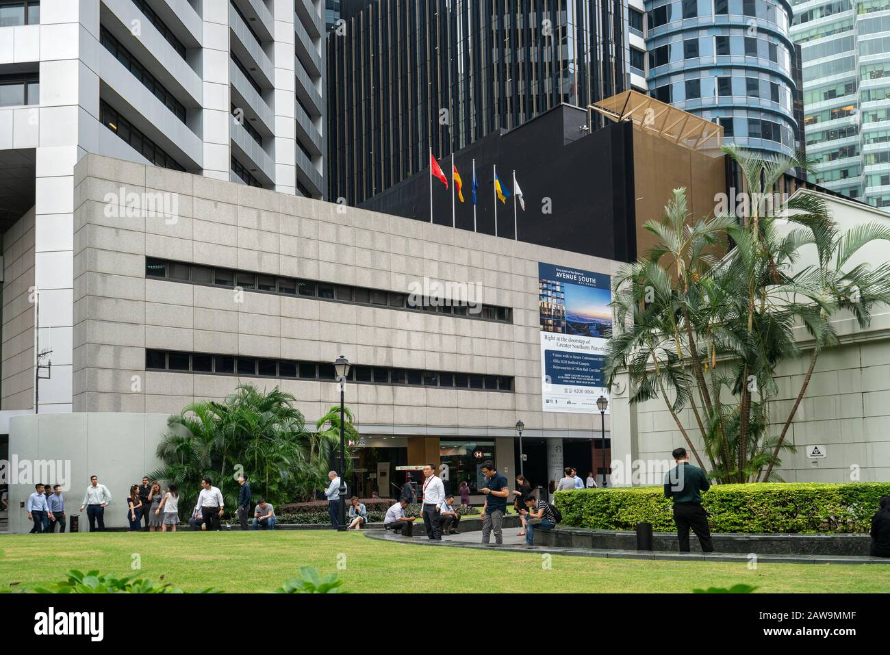 Singapur. Januar 2020. Ein Panoramablick auf den Raffles Place Stockfoto