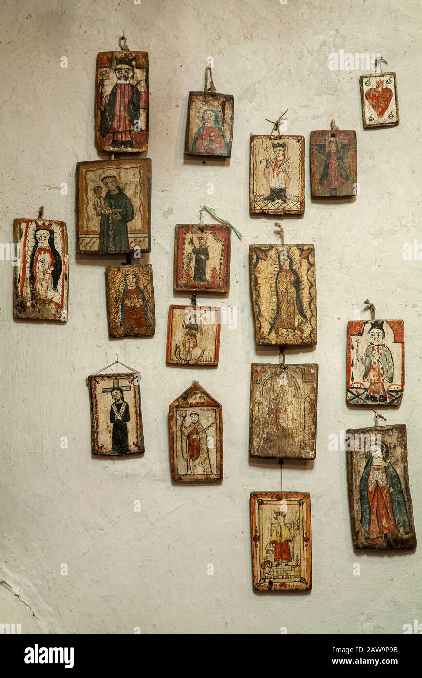 Sammlung religiöser Gemälde, Rio Hondo, New Mexico USA Stockfoto