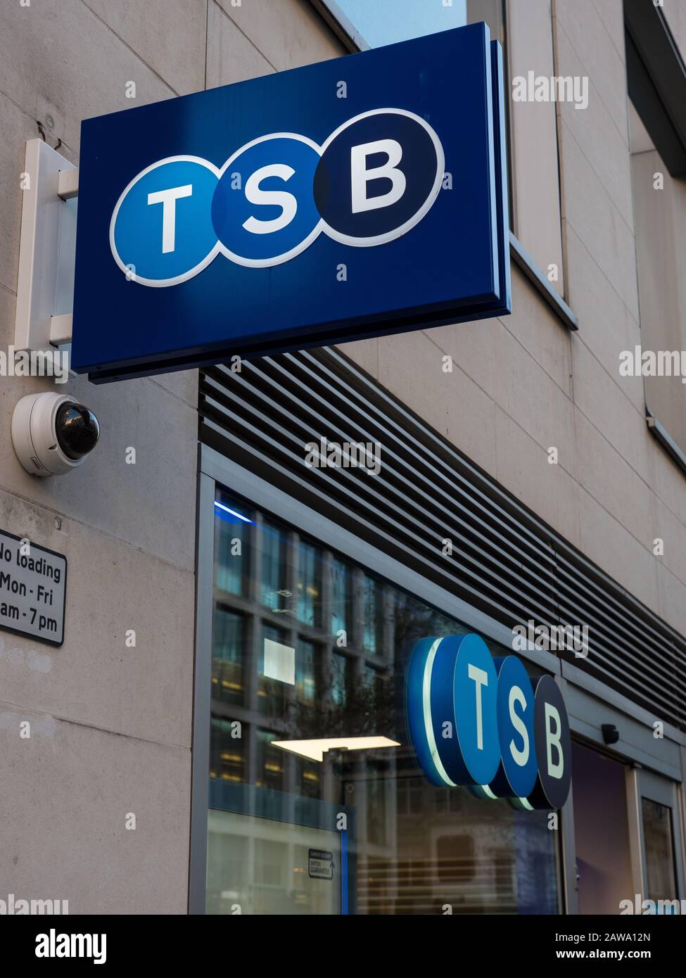 TSB Bank plc, Bank Sign, City of London, London, England, Großbritannien, GB. Stockfoto