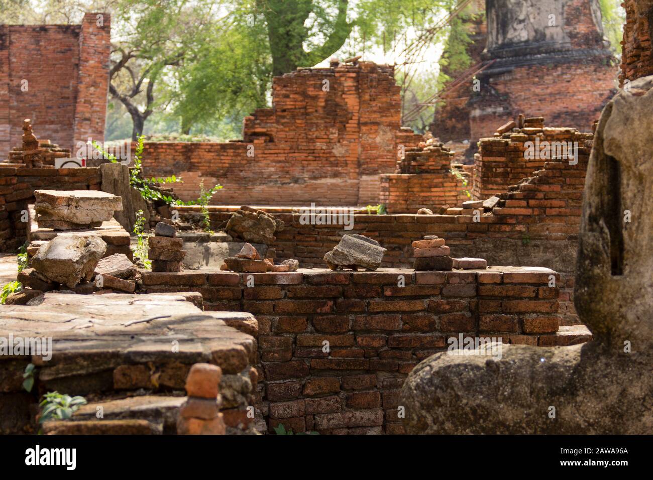 Tempelruinen in Ayutthaya, Thailand. Stockfoto