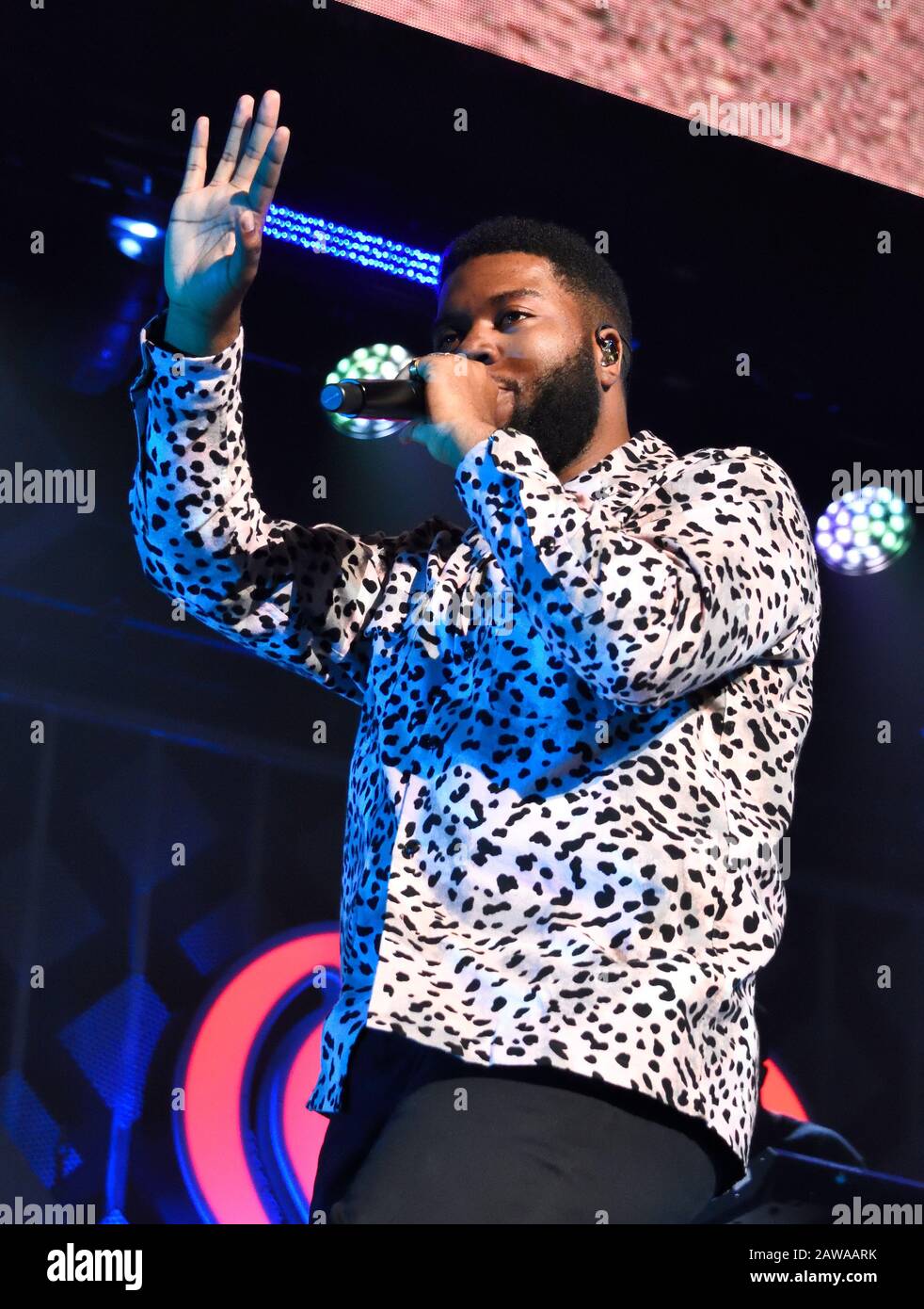 Washington, DC, USA - 16. DEZEMBER 2019: Khalid im HEISSEN iHeartRadio Jingle Ball der 99.5 in der Capitol One Arena. Stockfoto
