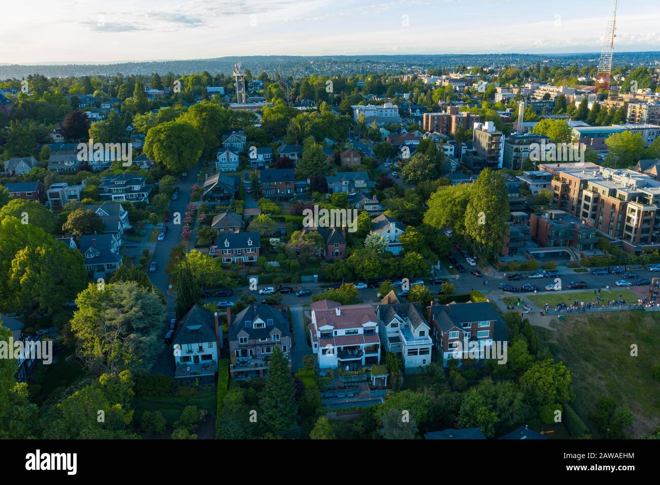 Das Viertel Queen Anne in der Stadt Seattle Stockfoto