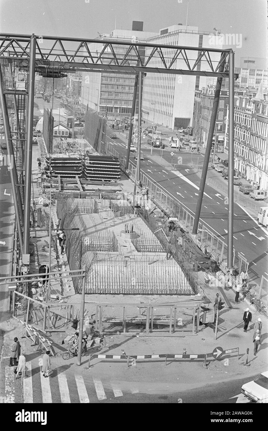 U-Bahn-Bau schreitet in Wibaustraat, Amsterdam; Caisson im Bau Datum: 16. März 1972 Standort: Amsterdam, Noord-Holland Schlüsselwörter: U-Bahn-Bau Stockfoto