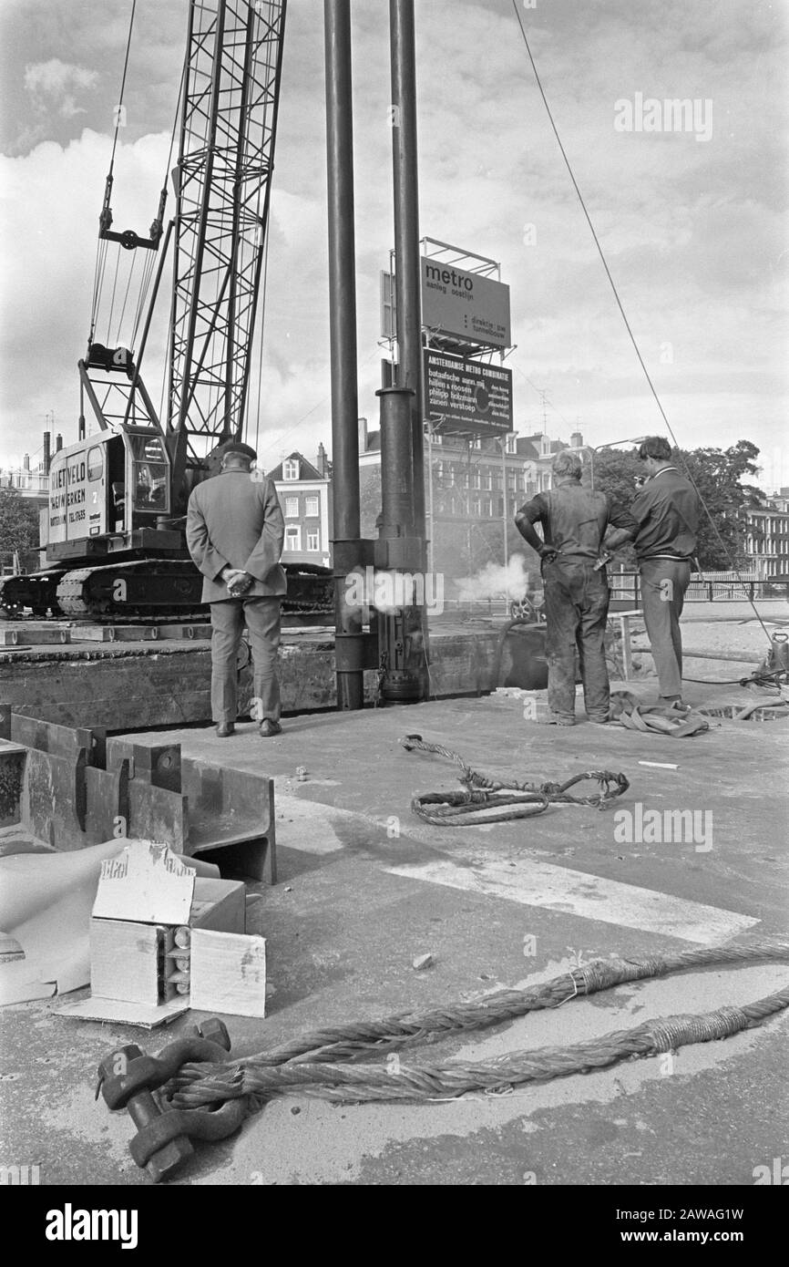 Metro Construction, Amsterdam; Fahrdatum: 8. September 1970 Standort: Amsterdam, Noord-Holland Schlüsselwörter: U-Bahn-Bau Stockfoto