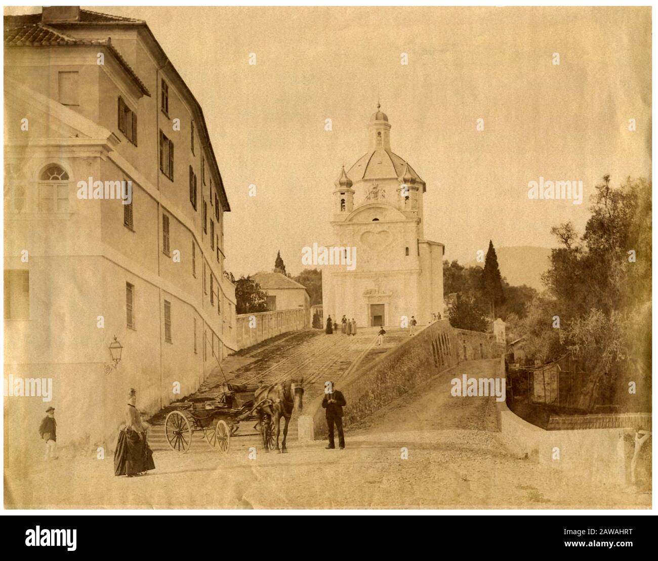 1870 Ca, IMPERIA, ITALIEN: SANREMO - SAN REMO, das SANTUARIO DELLA MADONNA DELLA COSTA ( erbaut 1630 ). - ITALIEN - FOTO STORICHE - GESCHICHTE - GEO Stockfoto