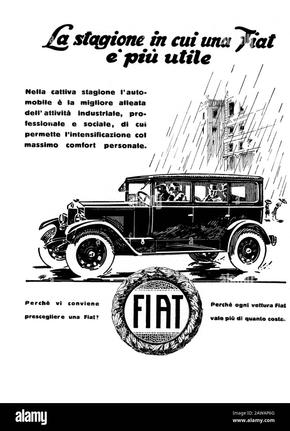 1923, ITALIEN: Die italienische Autoindustrie FIAT (F.I.A.T. Fabbrica Italiana Automobili Torino ) Werbung - GIANNI Agnelli - Automobil - automobili - Stockfoto