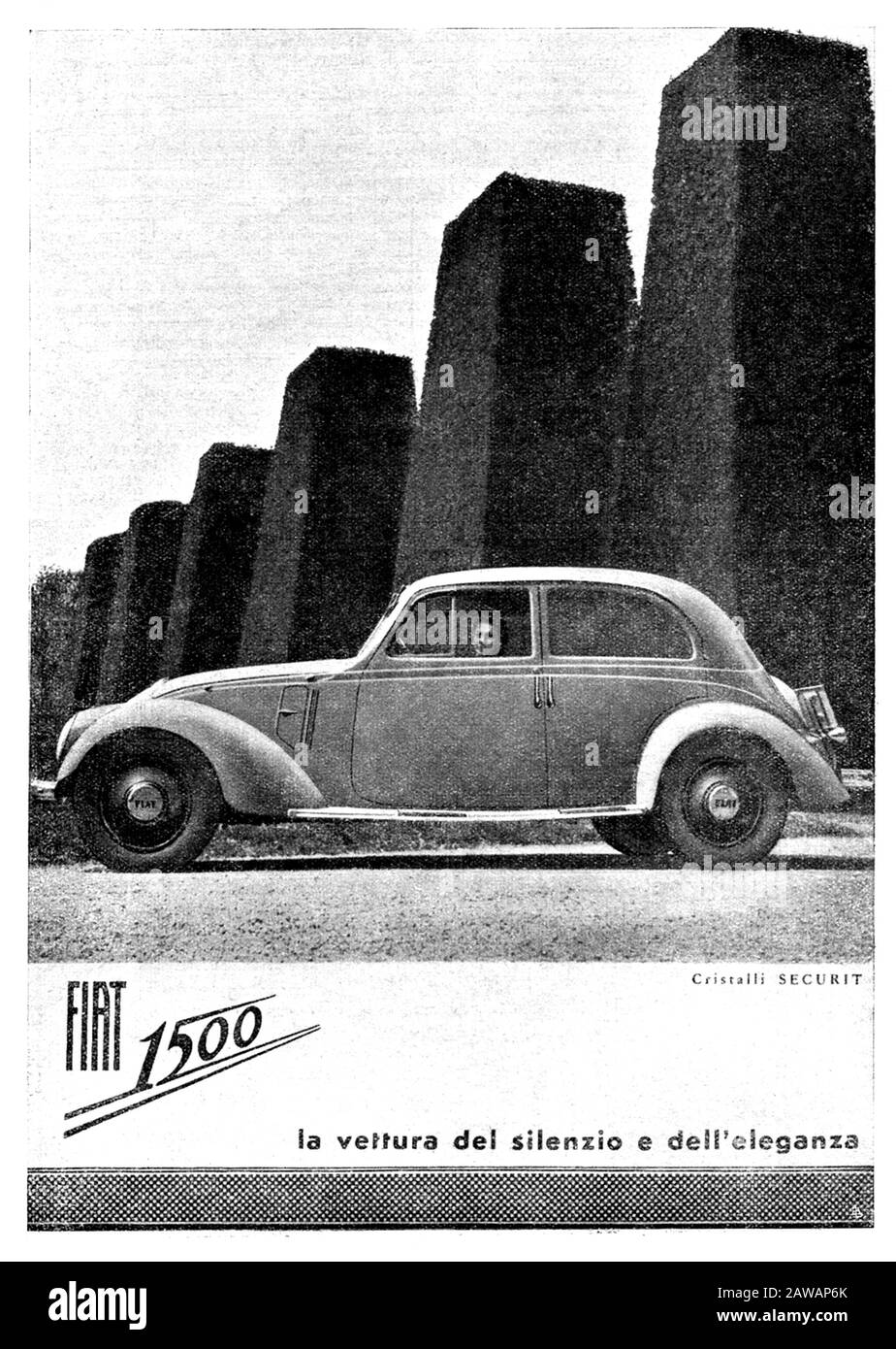 1930, TORINO, ITALIEN: Die italienische Autoindustrie FIAT (F.I.A.T. Fabbrica Italiana Automobili Torino ) Werbung für DAS MODELL FIAT 1500 . - Auto - A Stockfoto