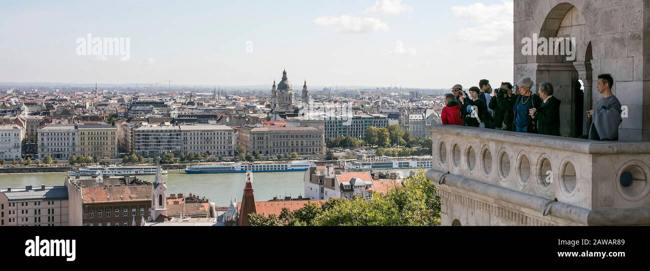 Blick auf Budapest, Ungarn vom Burgviertel Stockfoto