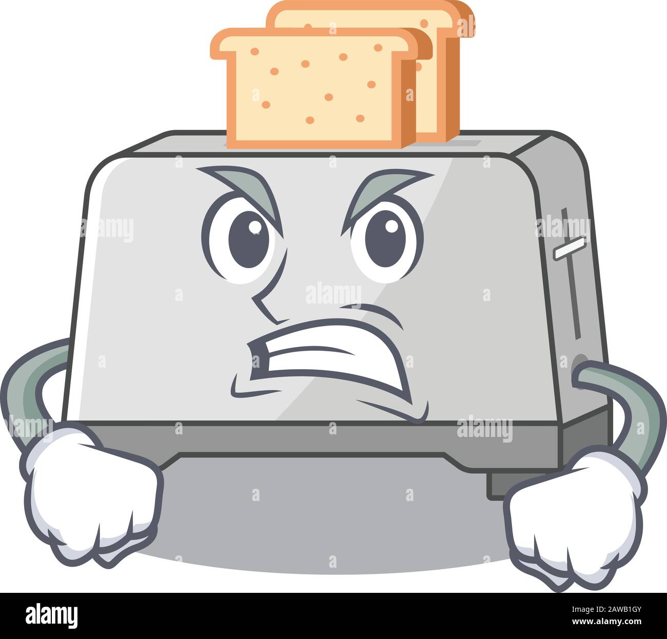 Toaster-Brot-Cartoon-Charakter-Stil mit wütenden Gesicht Stock-Vektorgrafik  - Alamy