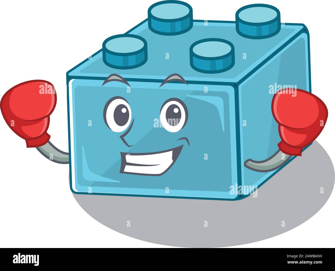 Maskottchen im Stil Sportlicher Boxing lego-Spielzeuge aus Backstein Stock Vektor