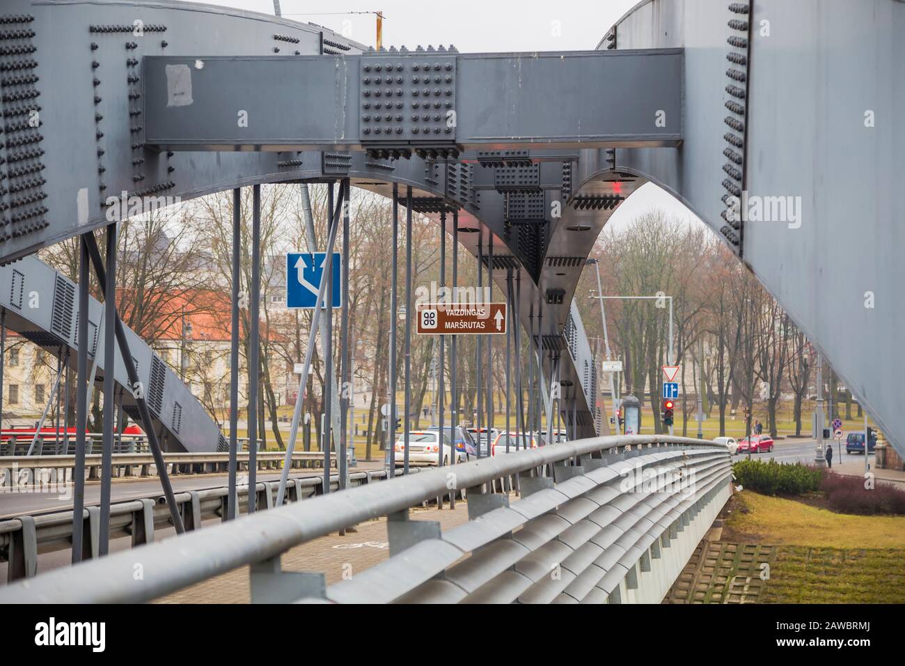 Der Bau der Brücke von König Mindaugas. Wilna. Litauen Stockfoto