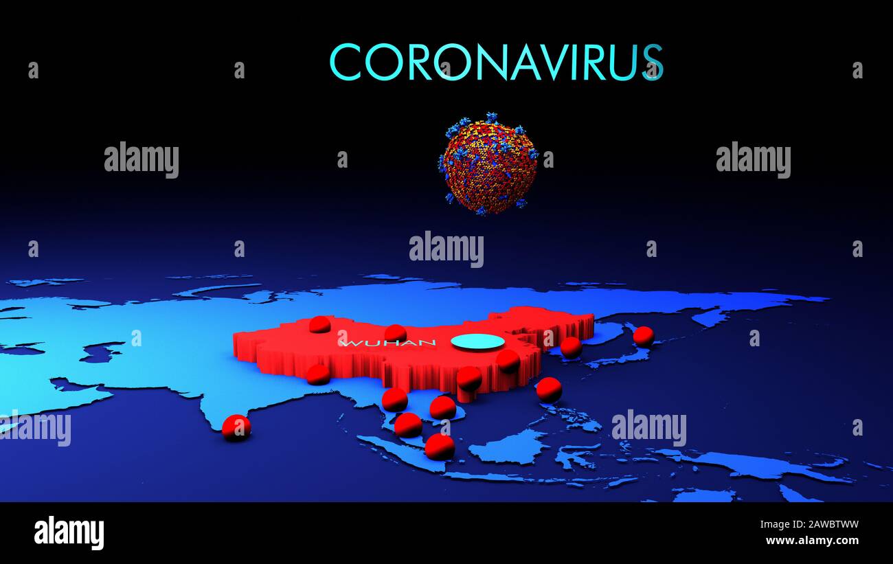 Verbreitung 2019 Roman Coronavirus, Illustration Stockfoto