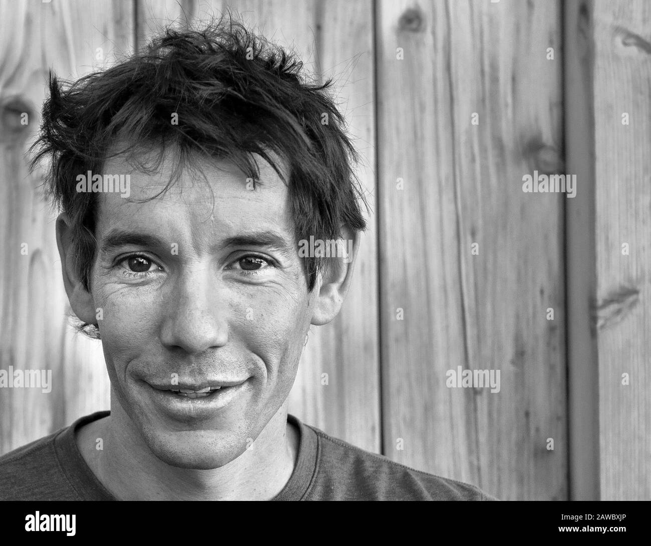 Porträt von Alex Honnold, dem stärksten freien Solo-Kletterer. Stockfoto