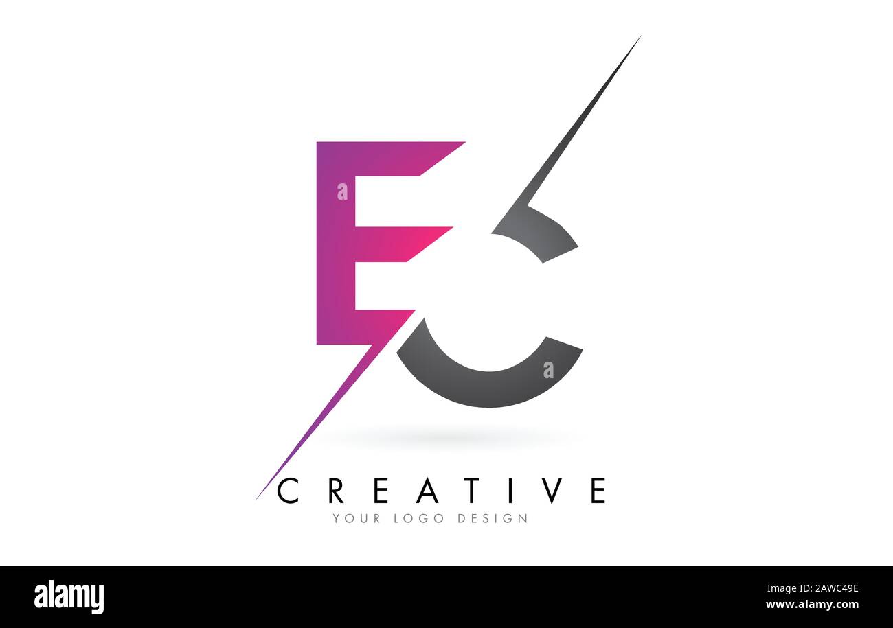 EC E C Letter Logo mit Colorblock Design und Creative Cut. Kreatives Logo-Design. Stock Vektor