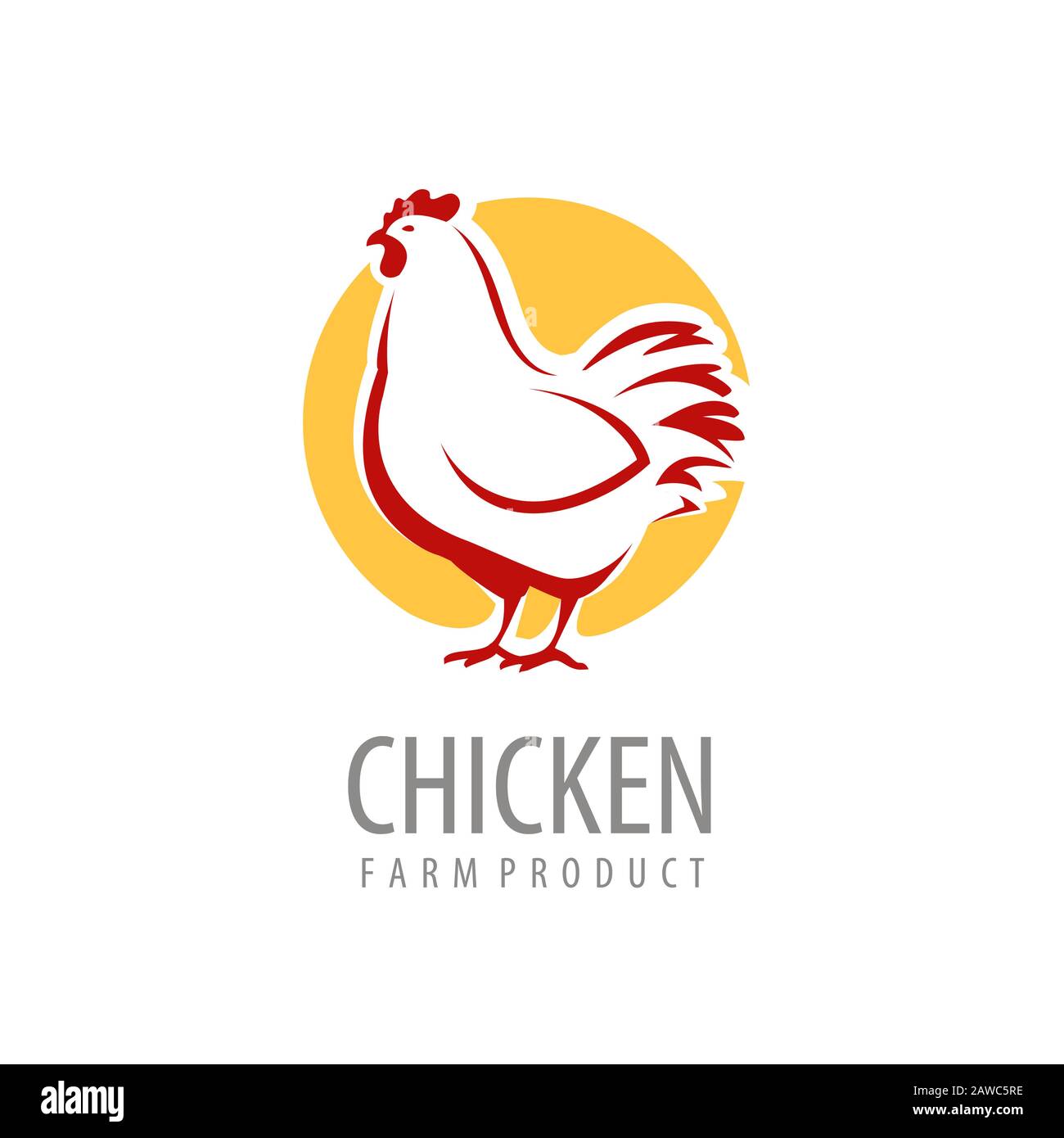 Hähnchenlogo oder -Etikett. Symbolvektor für Landtiere Stock Vektor