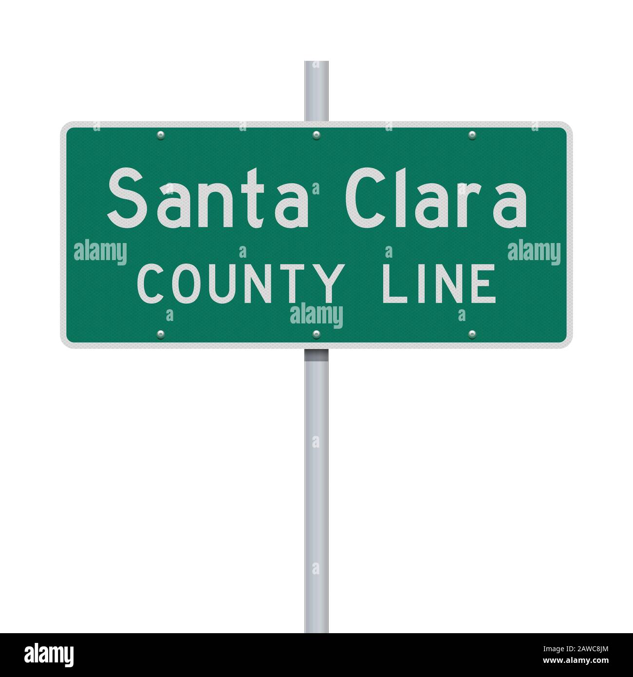 Vektordarstellung des grünen Straßenschildes der Santa Clara County Line Stock Vektor