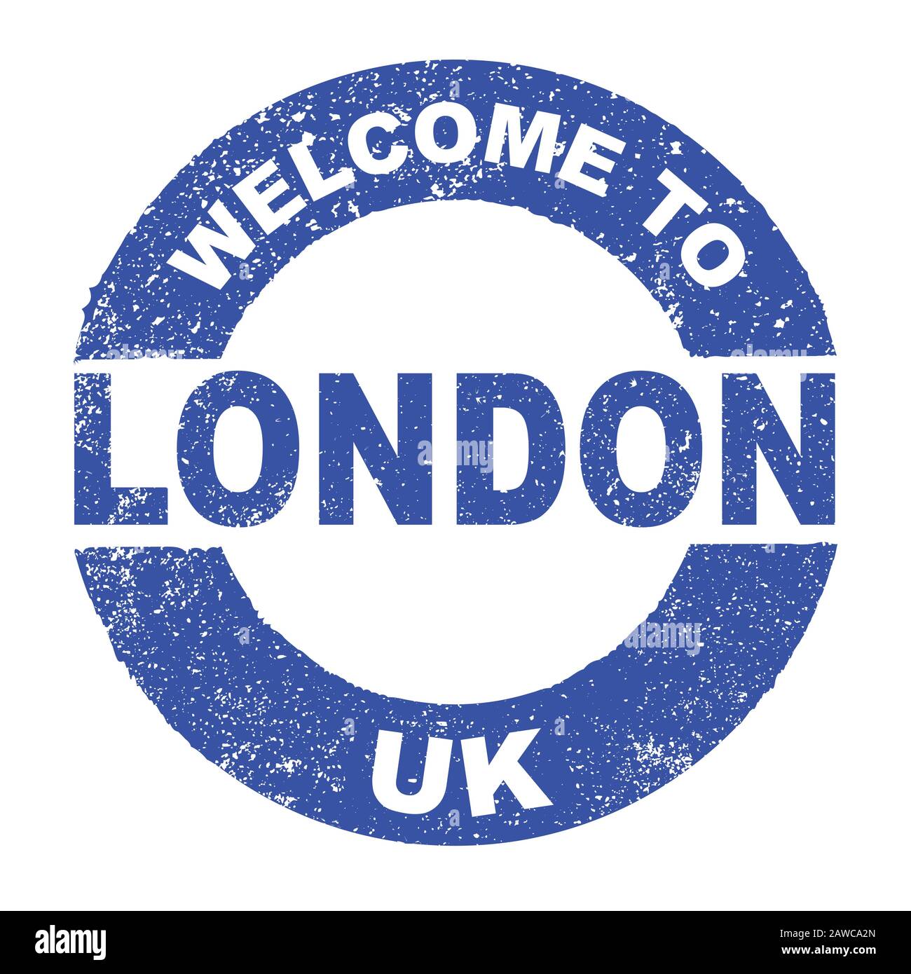 Ein grungener Gummi-Tintenstempel mit dem Text Willkommen In London UK über einem weißen Hintergrund Stock Vektor