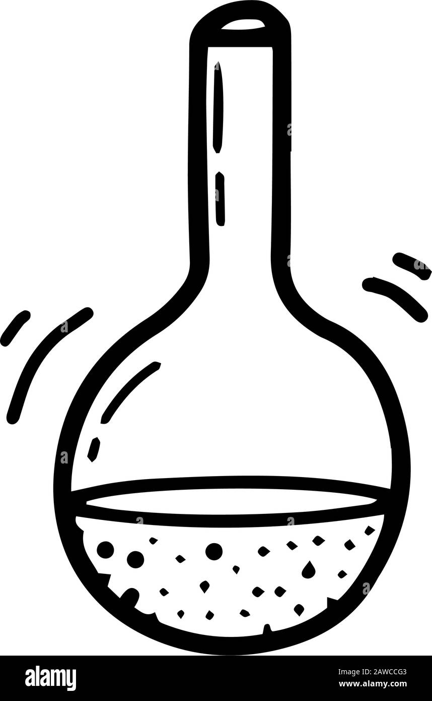 Coronavirus 2019-nCoV-Impfstoff. Blutröhrchen in handgezeichneter Doodle-Form isoliert auf weißem Hintergrund. Darstellung der Umrisse von Vektorgrafiken. Analysen.Treatm Stock Vektor