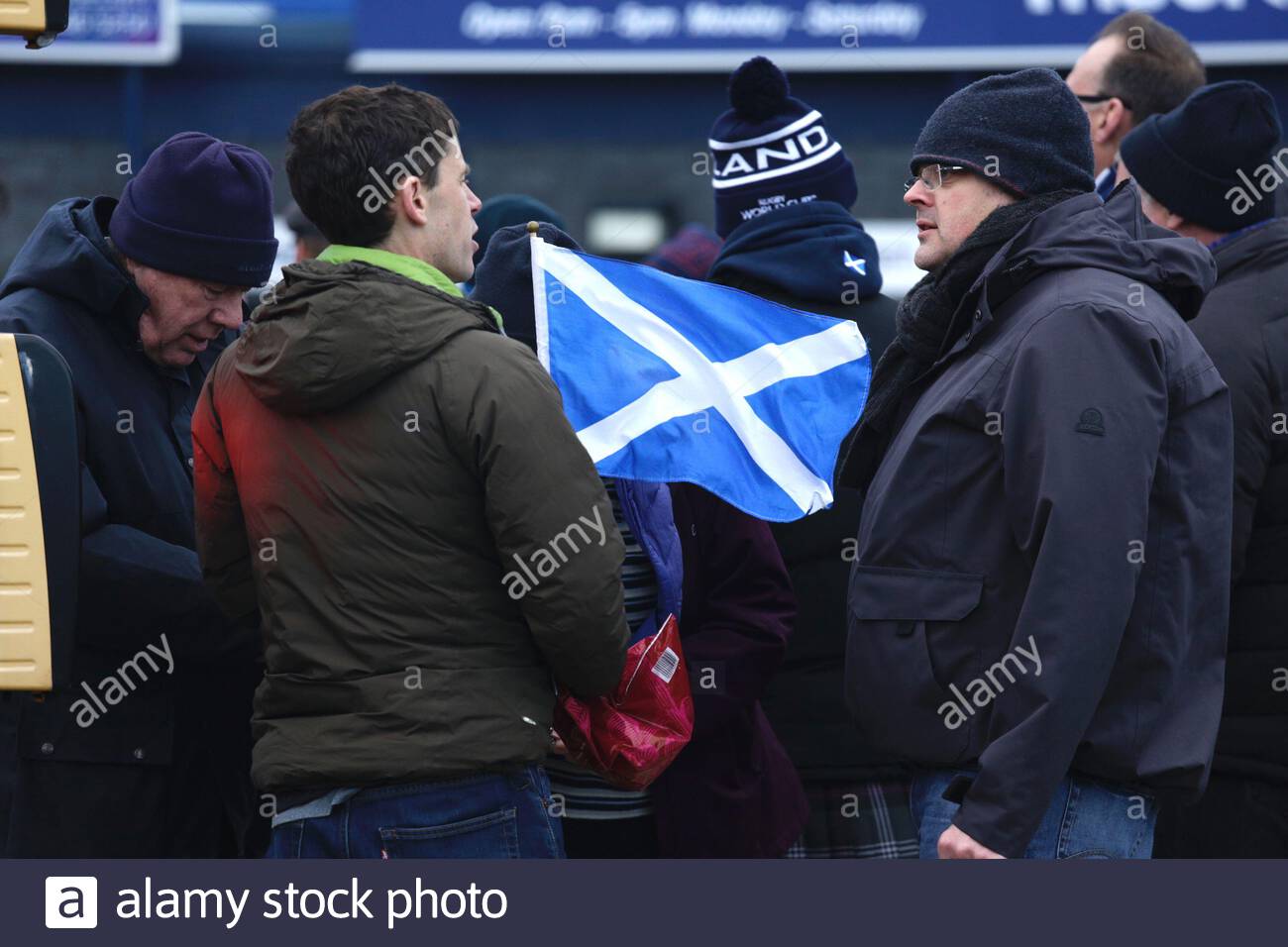 Edinburgh, Schottland, Großbritannien. Februar 2020. Schottland gegen England Six Nations Rugby International Prematch baut sich außerhalb des Murrayfield Stadions auf. Credit: Craig Brown/Alamy Live News Stockfoto