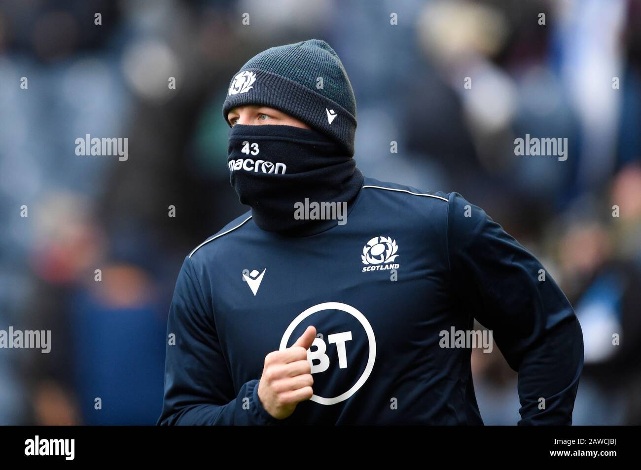 Edinburgh, Schottland, Großbritannien. Februar 2020. Edinburgh, Schottland, Großbritannien. Guinness Six Nations Test: Schottland gegen England. ScotlandÕs Hamish Watson während des Aufwärmens abgebildet. Kredit: Ian Rutherford/Alamy Live News Stockfoto