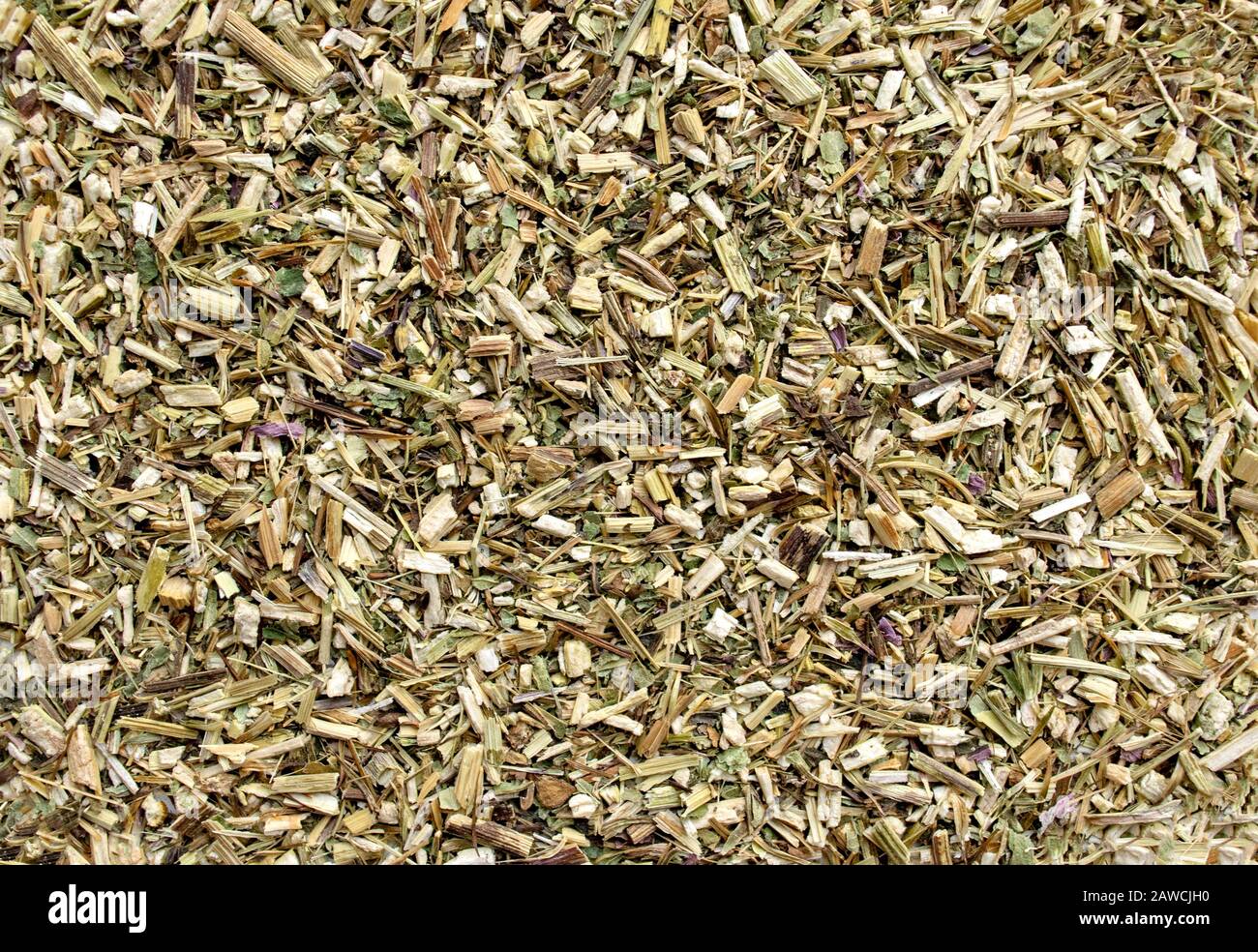 Hintergrund aus getrocknetem Echinacea Kraut für den medizinischen Gebrauch. Echinacea getrocknete Blumen Hintergrund. Echinacea Wurzelkraut, das in der alternativen Kräutermedizin verwendet wird Stockfoto