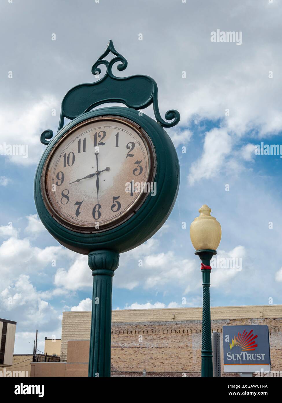 Der historische Bezirk ist im National Register of Historic Plates in der antiken Einkaufsstadt Arcadia Florida gelistet. Stockfoto