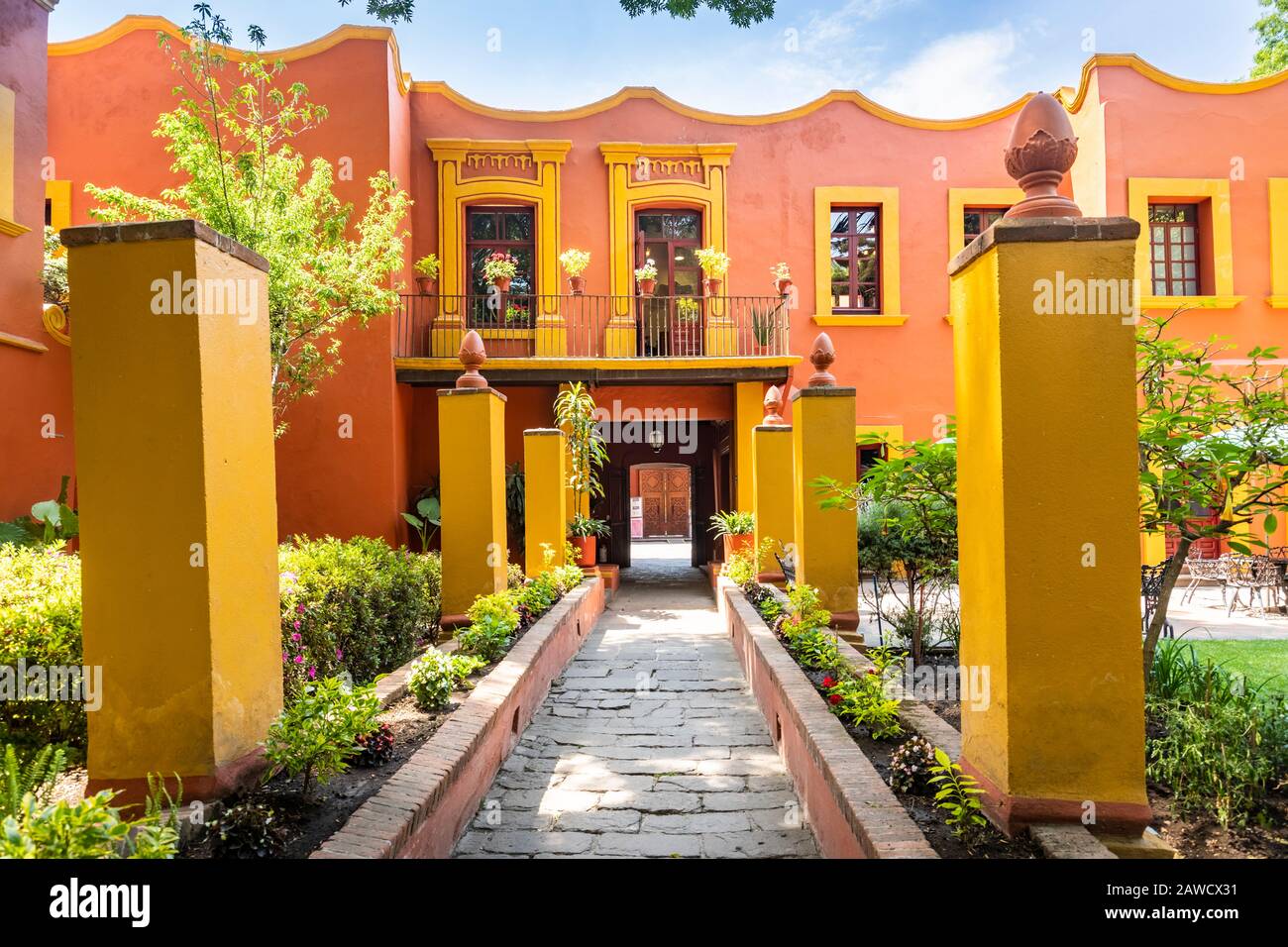 Casa Alvarado, die letzte Residenz des berühmten Denkers und Autors Octavio Paz, im Viertel Coyoacan von Mexiko-Stadt. Stockfoto