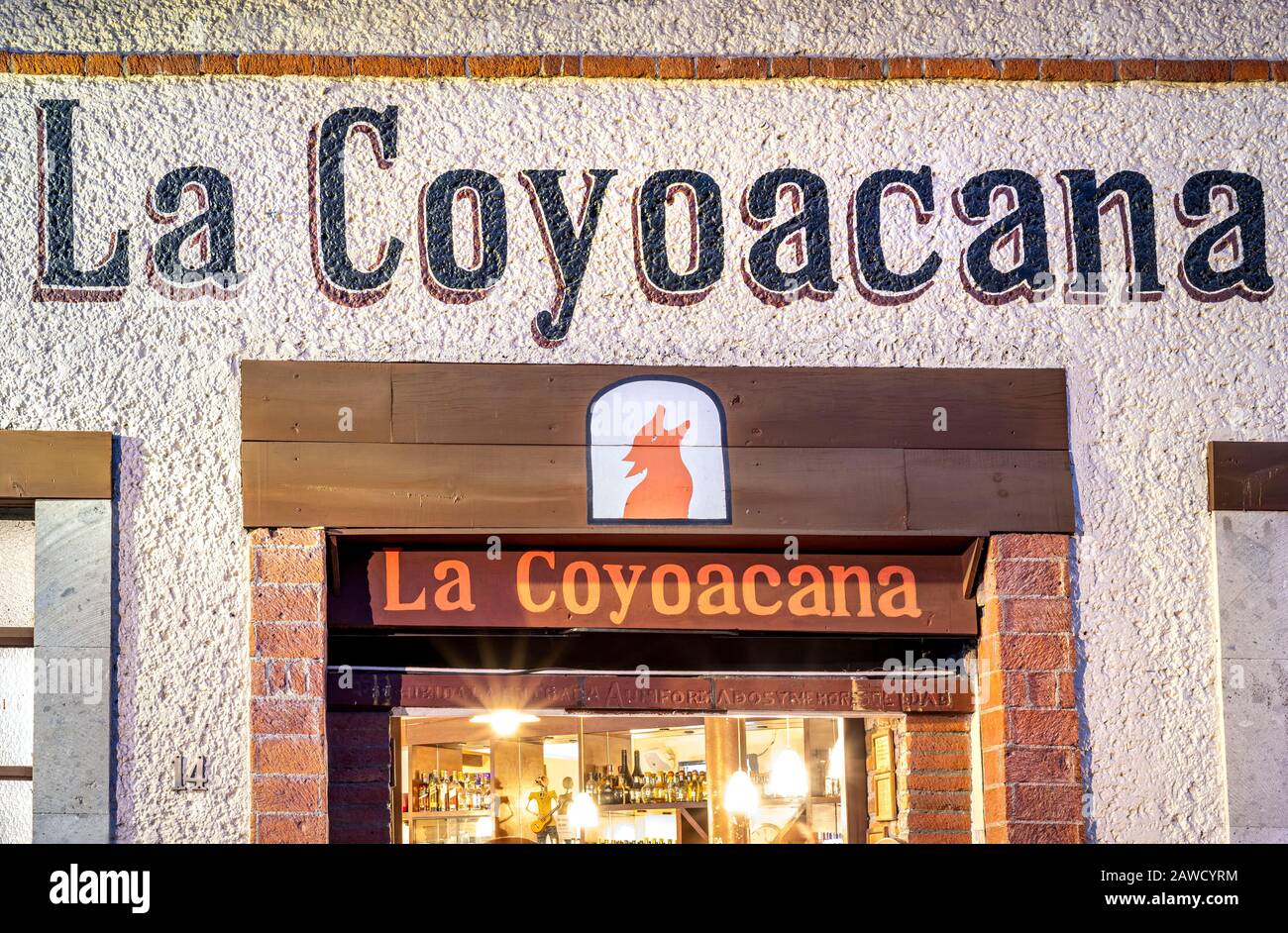 La Coyoacana Cantina in Coyoacan, Mexiko-Stadt wurde von Diego Rivera und Frida Kahlo frequentiert. Stockfoto