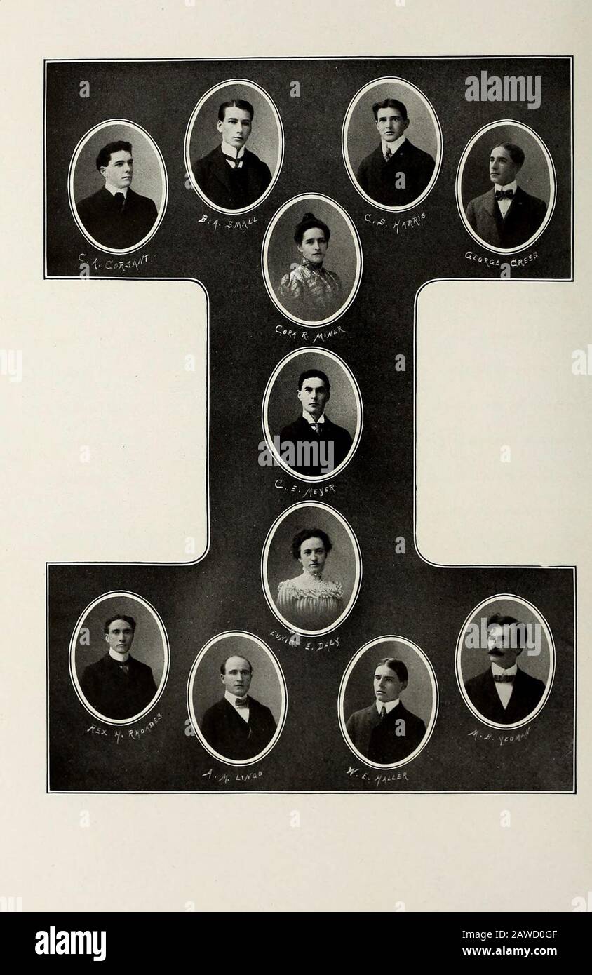 Hawkeye . Frank Leroy Househoi^der, . . ... Winthrop High School. Francis Fi^briggs Hunger, Jr., *Ae., Sioux City High School.Arthur Bevan Coowng, Ben., Northwestern University. William Edward Kain, St. Johns University, CoUegeville, Minn. Archie D. Johnson, . . . Morning Side College, Sioux City, Iowa. Hugh Rupp, St*., . . . . Washington Academy. Bertram Mortimar Banton, Fpworth Seminary, Epworth, Iowa. Clarence Carry Waud, Radclife High School. William Arthur Sherman, Storm Lake High School. Roy Eugene Sherer, S * 4>. . , Glidden High School. Guy Eugene Thode Stockfoto