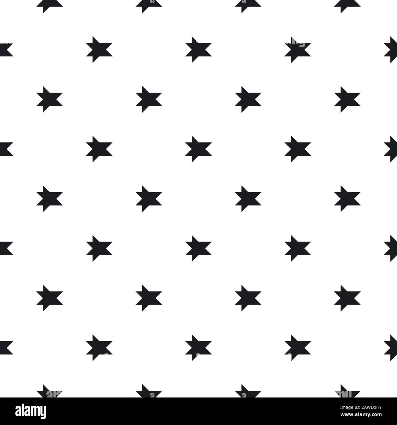 Abstrakter monochromer Hintergrund mit kleinen Winkelfiguren und geometrischen Elementen. Einfache wiederholbare Textur. Schwarz-weißes Design für Drucke, Dekor, Stock Vektor