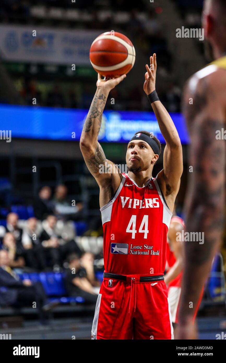 Brandon sampson (rio grande Valley Vipers) wurde während des Iberostars auf Tenera im Vergleich zu Rio Grande Valley Vipers, auf Tenera, Italien, 07. Feb 2020, Basketball FIB, gedreht Stockfoto