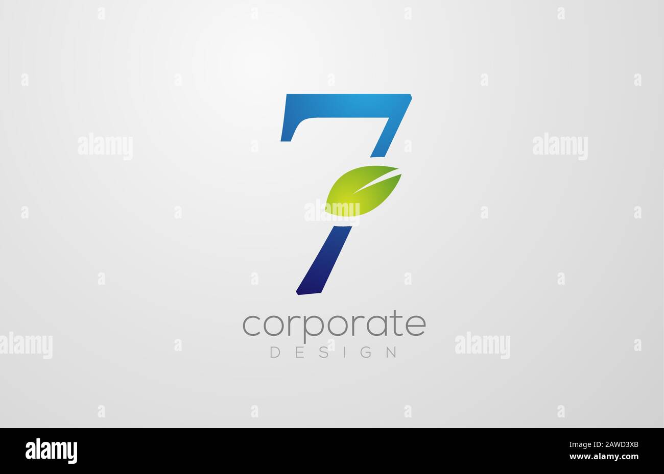 Designvorlage für das Symbol mit dem grünen Blatt Nr. 7 mit sieben Logos. Geeignet für einen Firmenlogo mit grüner Energie oder natürlichen Produkten Stock Vektor
