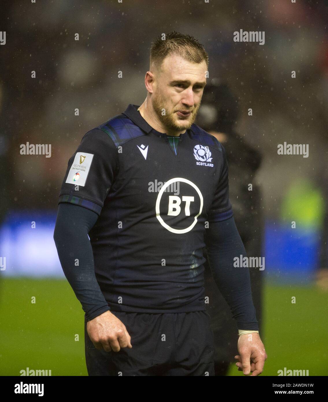 Edinburgh.Schottland, Großbritannien. Februar 2020. Edinburgh, Schottland, Großbritannien. Guinness Six Nations Test: Schottland gegen England. Schottland-Kapitän Stuart Hogg nach dem Schlusspfiff. Kredit: Ian Rutherford/Alamy Live News. Stockfoto