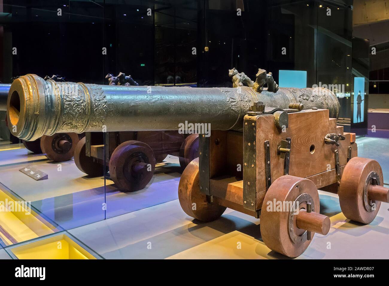 Montierte Canon In den Vasa-Museum Stockholm Schweden Stockfoto